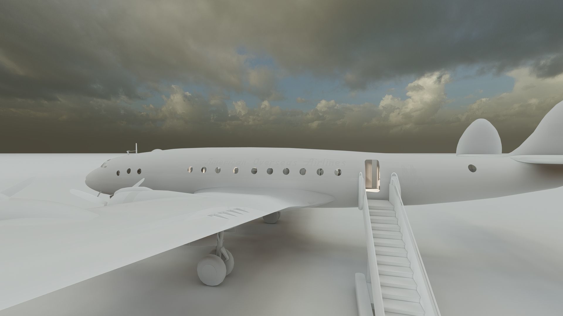 AMERICAN OVERSEAS AIRLINES CONSTELLATION L-049 and DOUGLAS DC-4 3D model_48