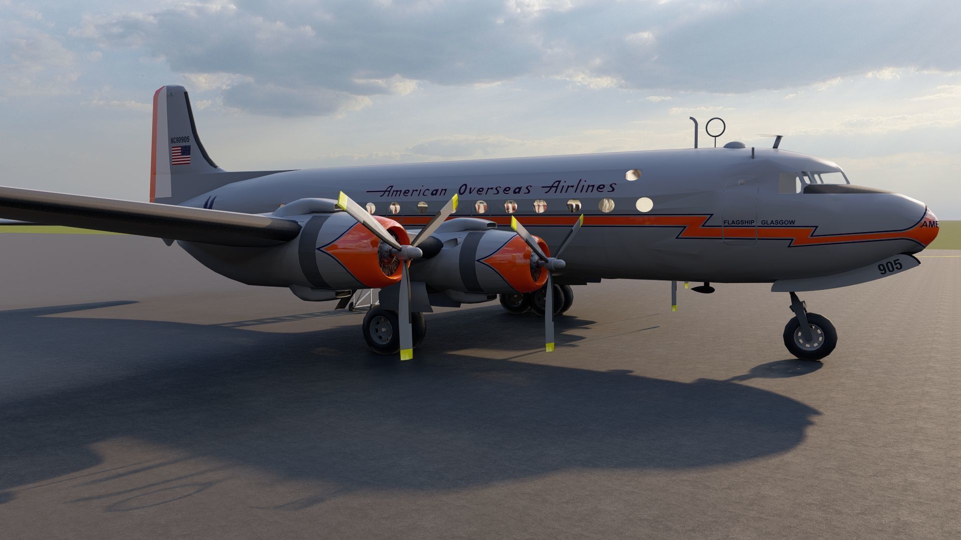 AMERICAN OVERSEAS AIRLINES CONSTELLATION L-049 and DOUGLAS DC-4 3D model_22