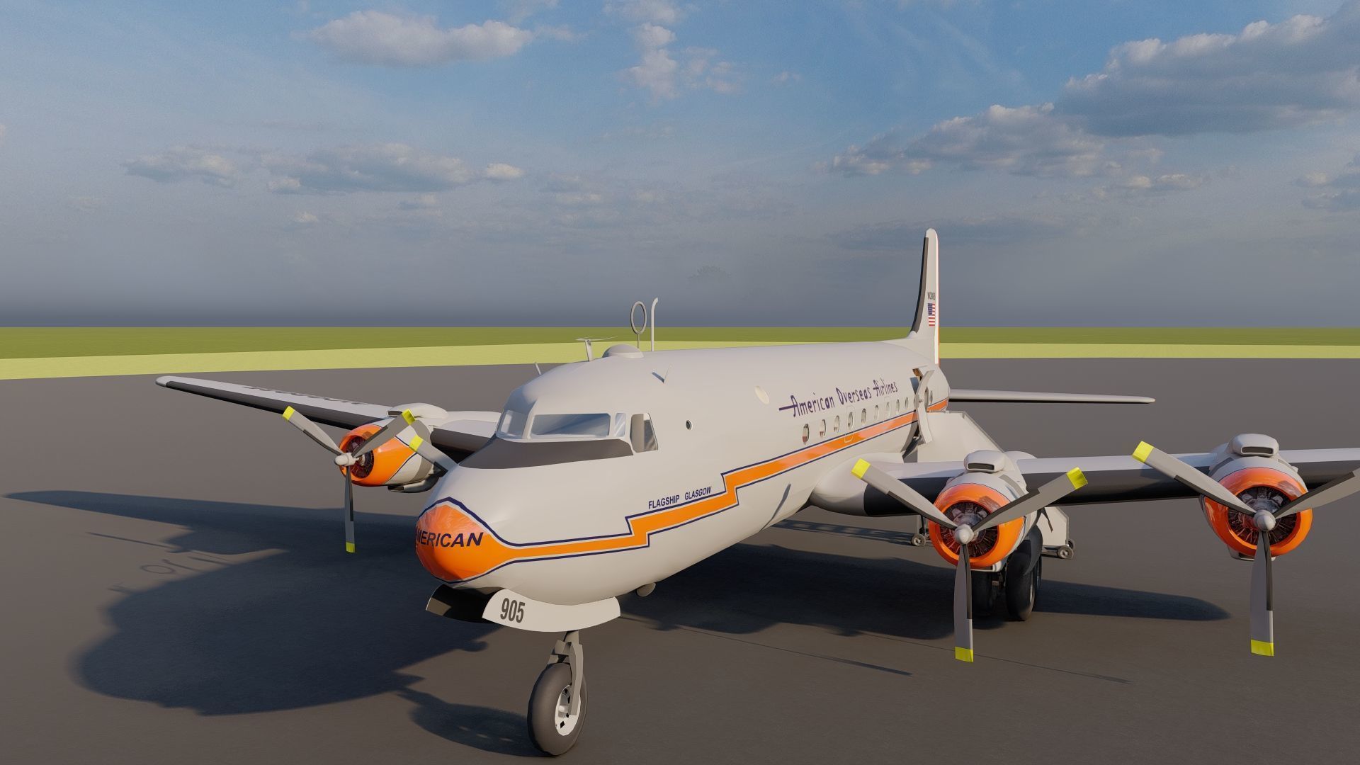 AMERICAN OVERSEAS AIRLINES CONSTELLATION L-049 and DOUGLAS DC-4 3D model_21