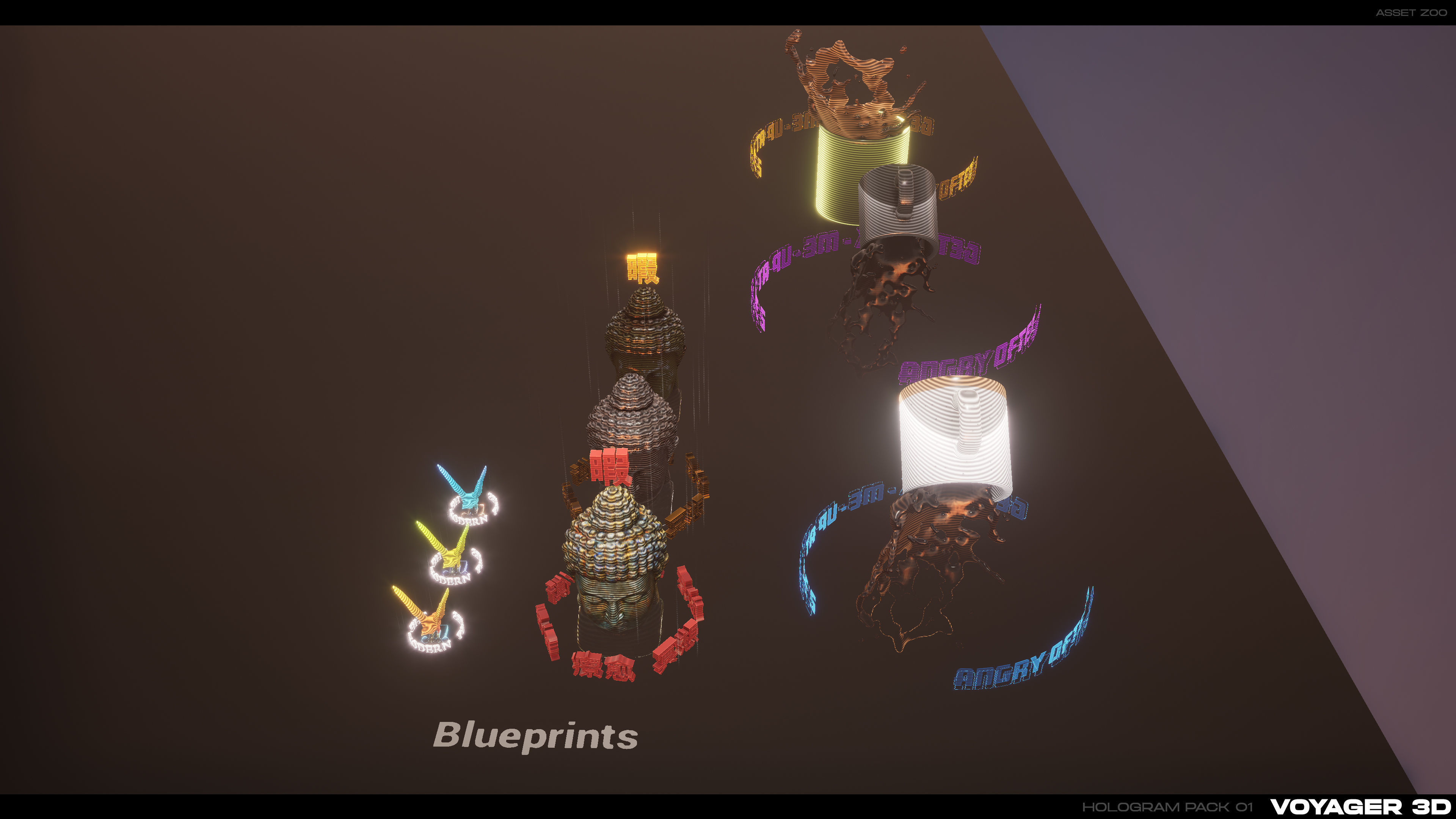 3D Holograms Pack Vol 01 Low-poly 3D model_13