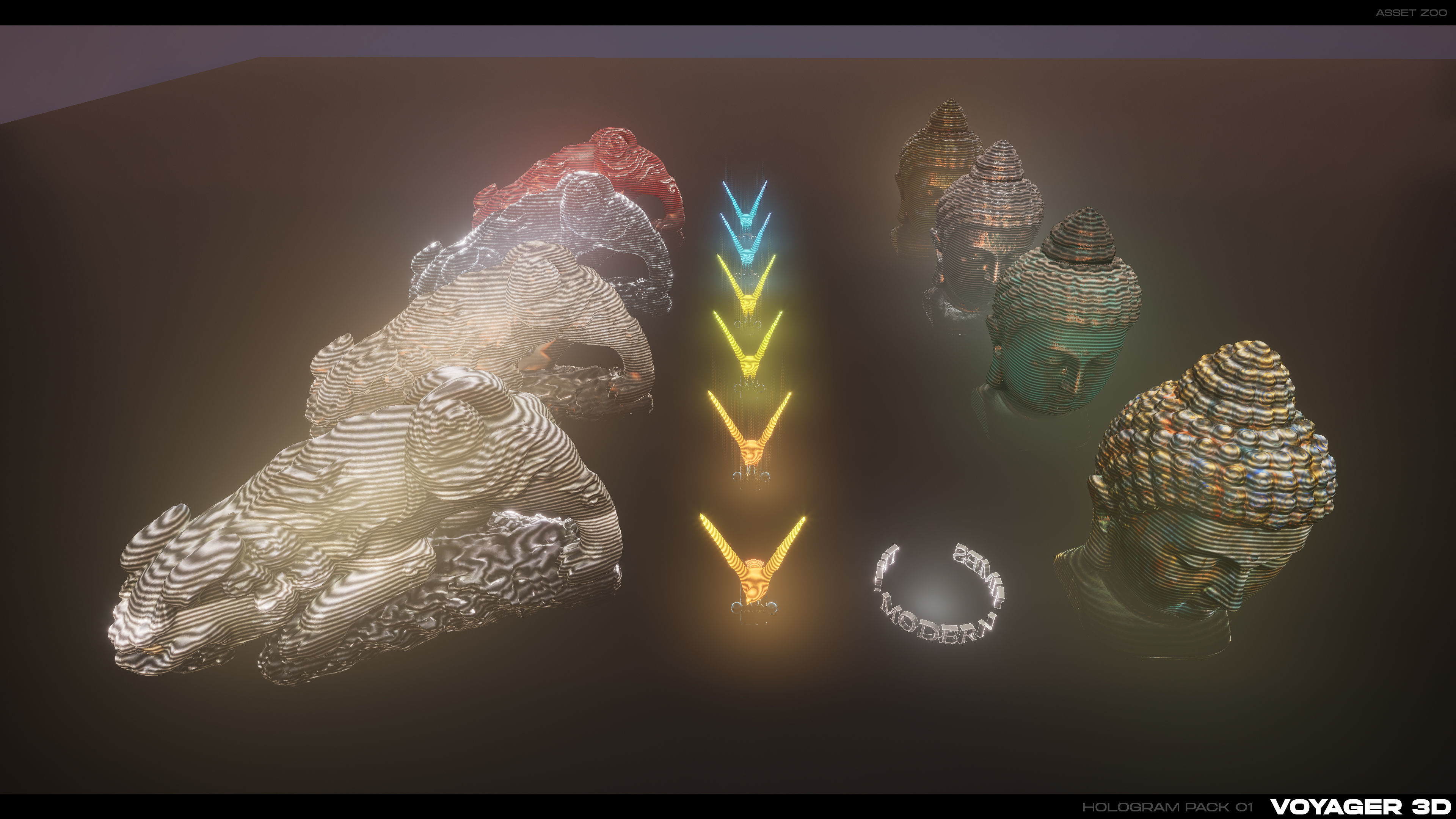 3D Holograms Pack Vol 01 Low-poly 3D model_7