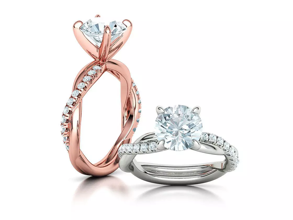 2ct Gorgeous Rope style twisted engagement ring 3dmodel 3D print model_0
