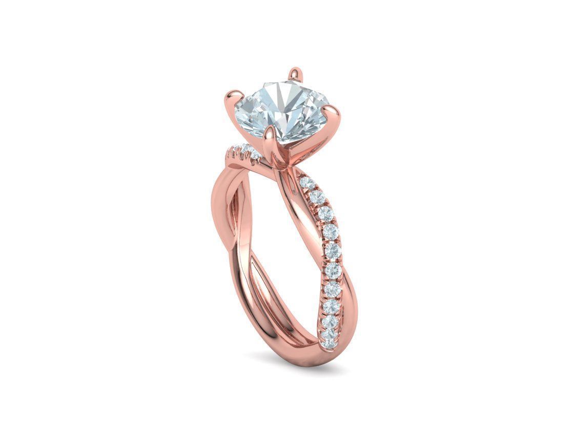 2ct Gorgeous Rope style twisted engagement ring 3dmodel 3D print model_35