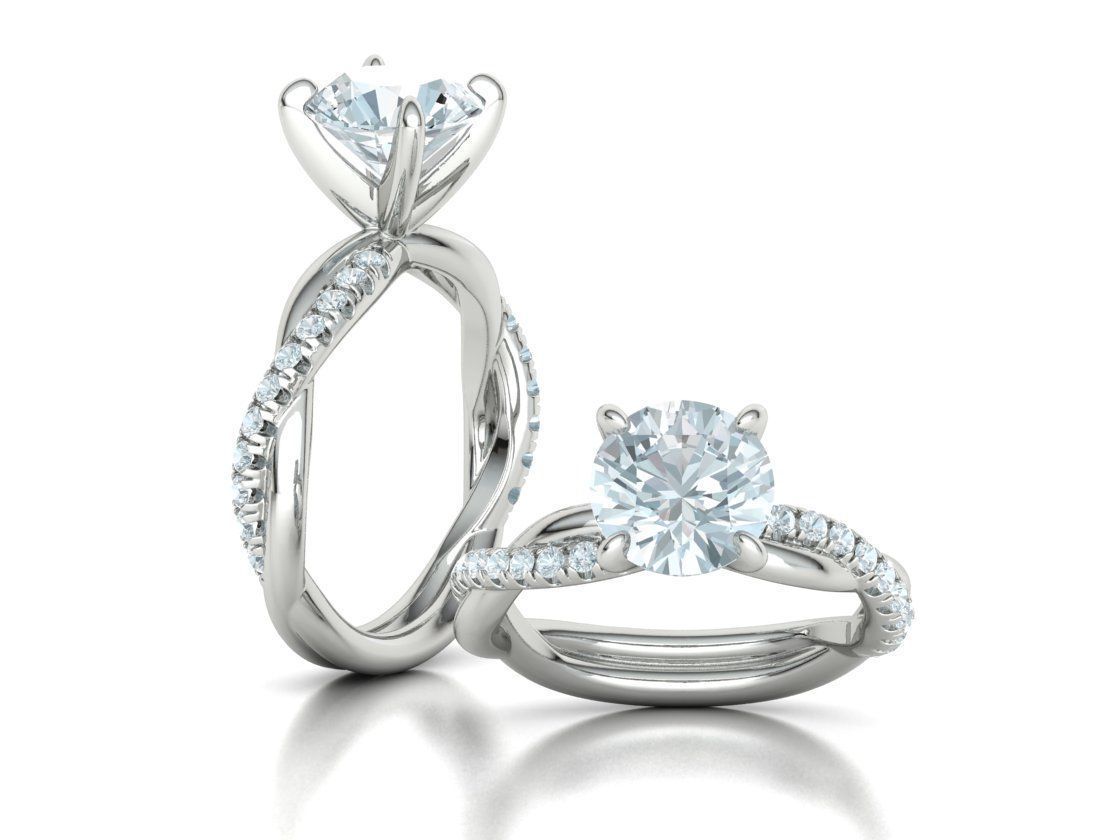 2ct Gorgeous Rope style twisted engagement ring 3dmodel 3D print model_7