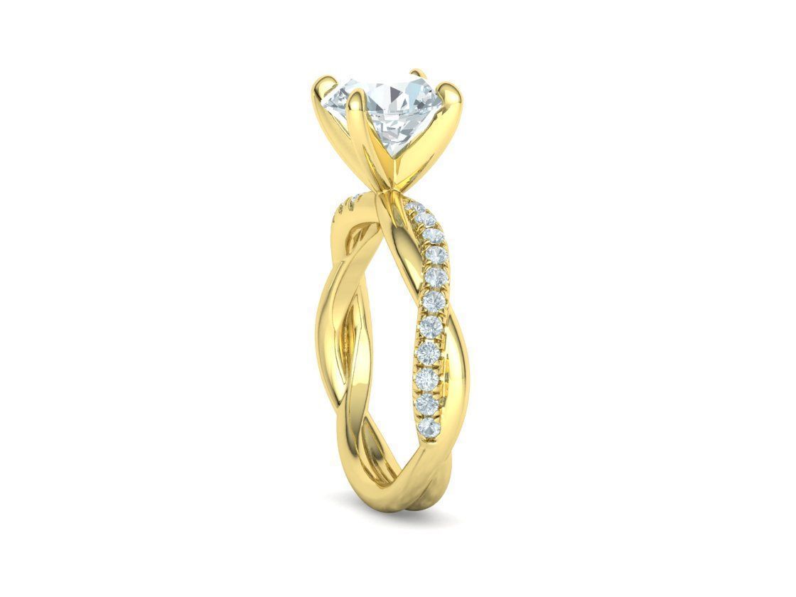 2ct Gorgeous Rope style twisted engagement ring 3dmodel 3D print model_30