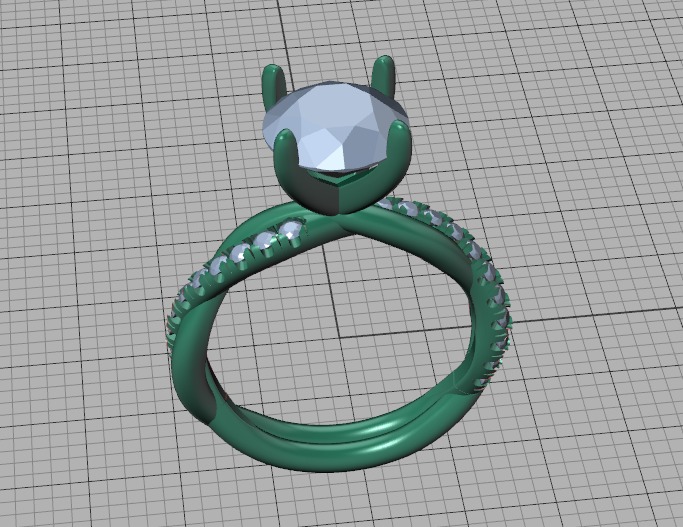 2ct Gorgeous Rope style twisted engagement ring 3dmodel 3D print model_43