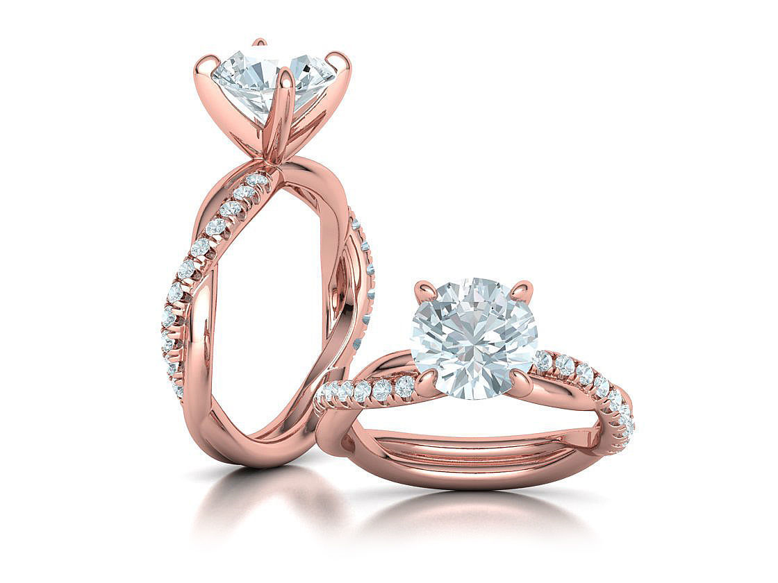 2ct Gorgeous Rope style twisted engagement ring 3dmodel 3D print model_5
