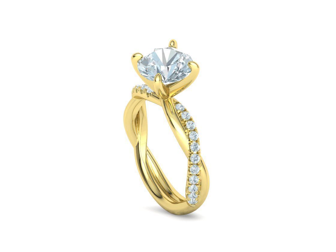 2ct Gorgeous Rope style twisted engagement ring 3dmodel 3D print model_36