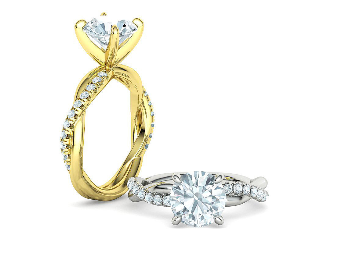 2ct Gorgeous Rope style twisted engagement ring 3dmodel 3D print model_4