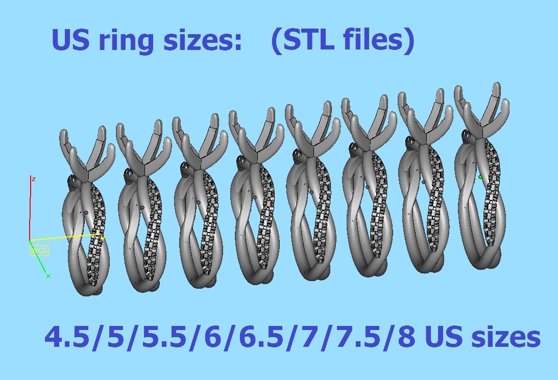 2ct Gorgeous Rope style twisted engagement ring 3dmodel 3D print model_12