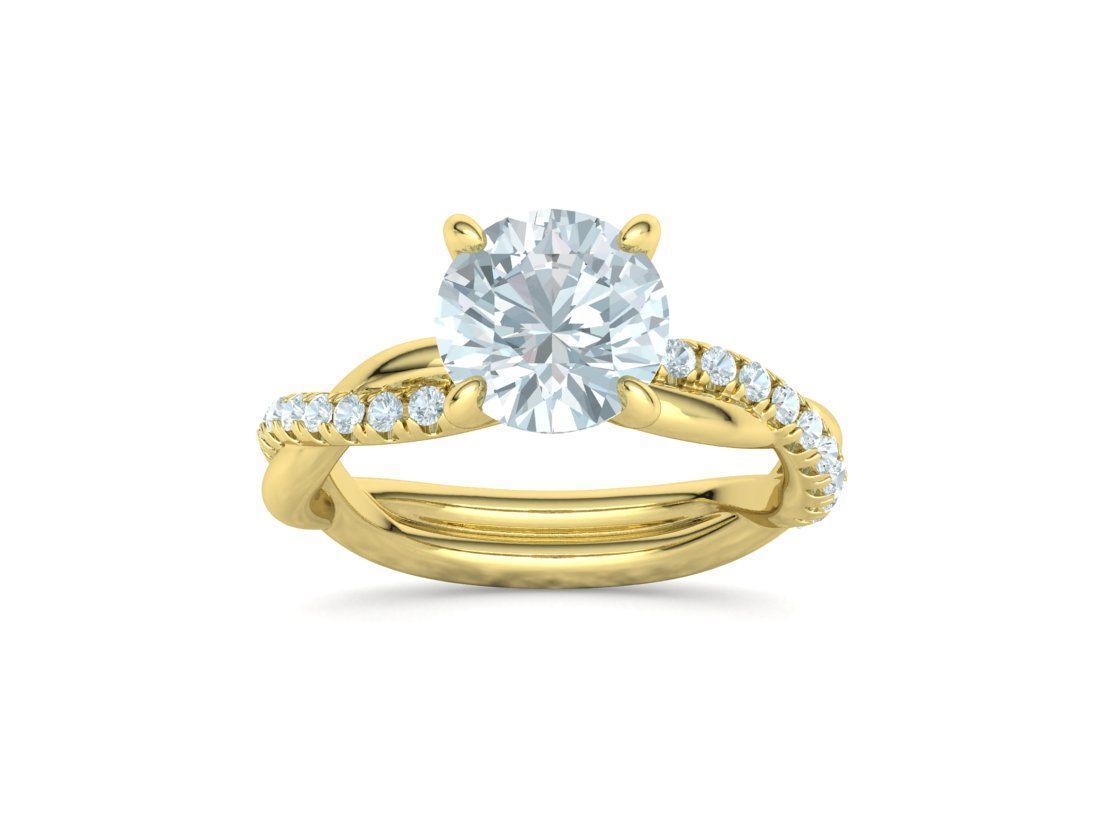 2ct Gorgeous Rope style twisted engagement ring 3dmodel 3D print model_21