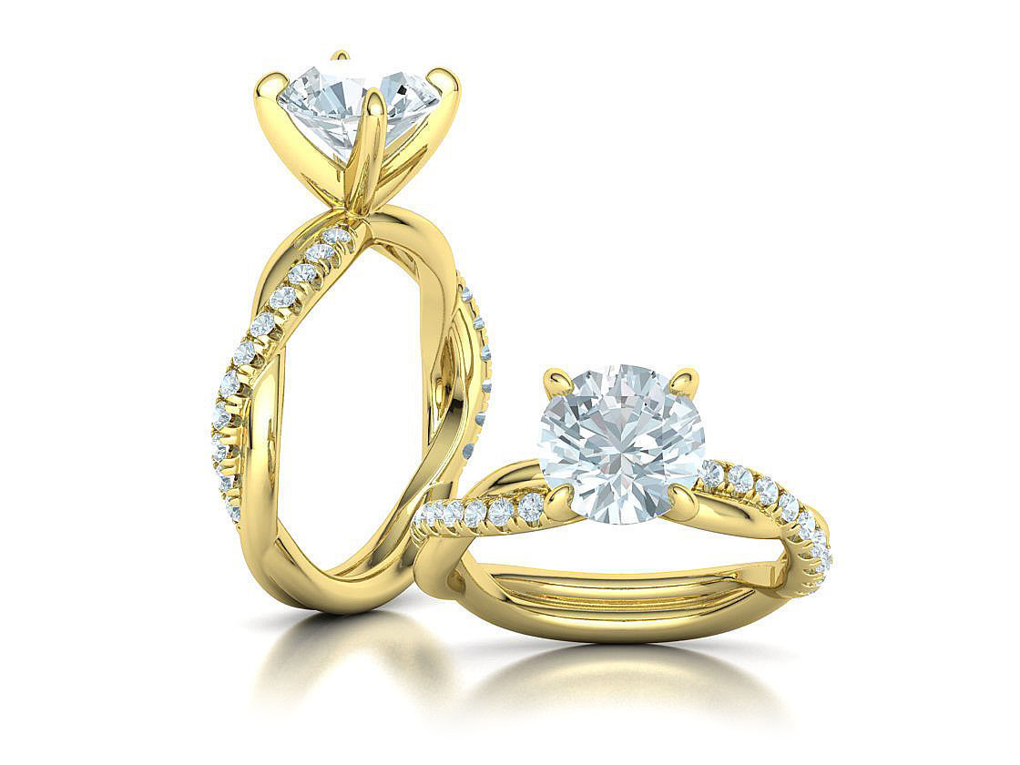 2ct Gorgeous Rope style twisted engagement ring 3dmodel 3D print model_6