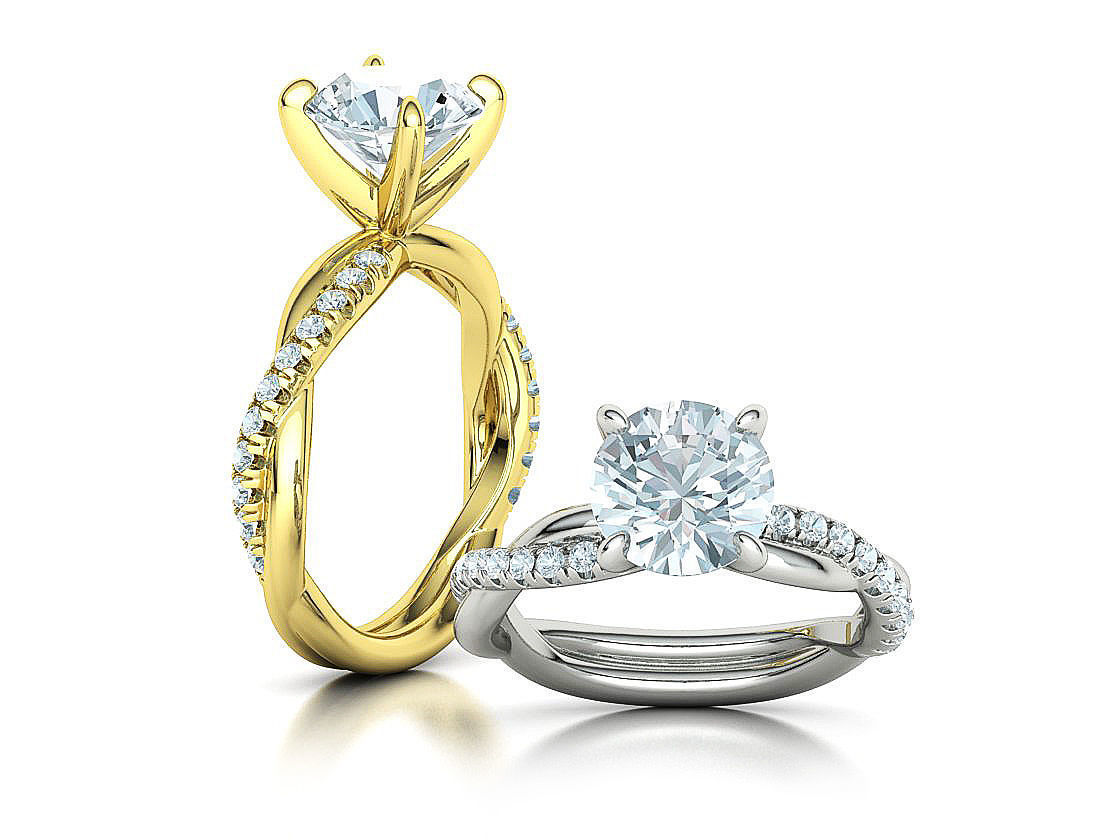 2ct Gorgeous Rope style twisted engagement ring 3dmodel 3D print model_2