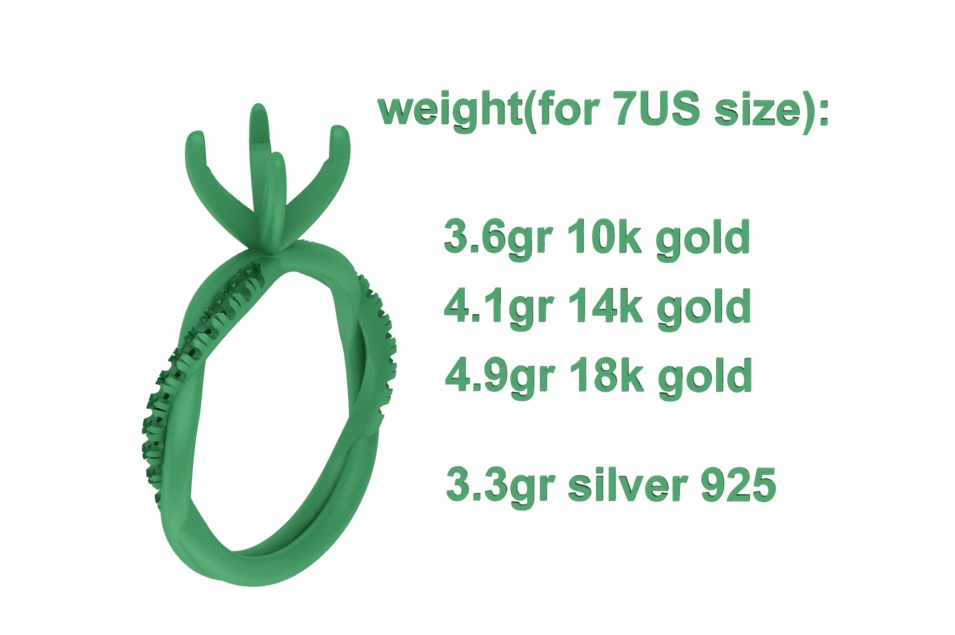 2ct Gorgeous Rope style twisted engagement ring 3dmodel 3D print model_10