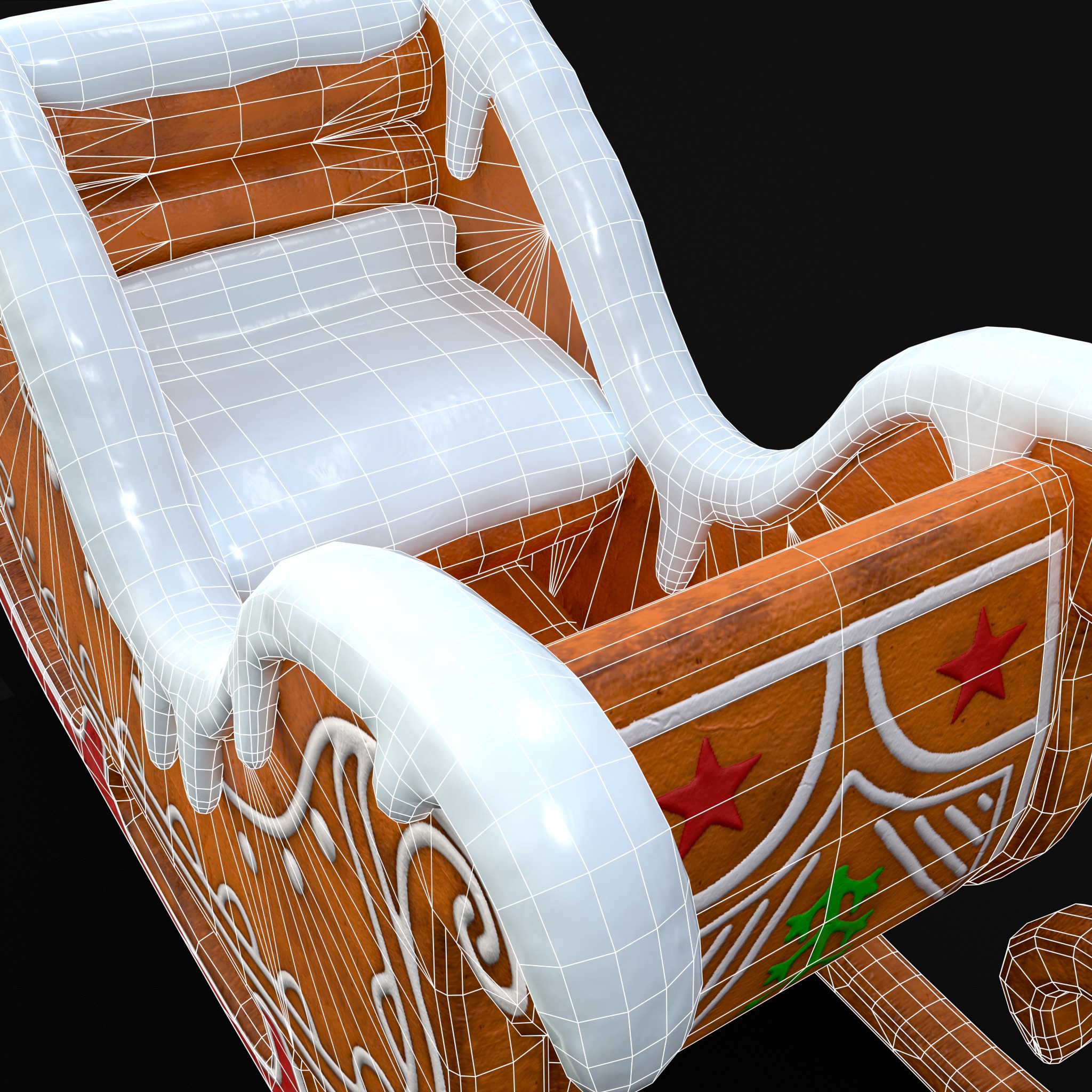 Gingerbread Snowy Sleigh Low-poly 3D model_18