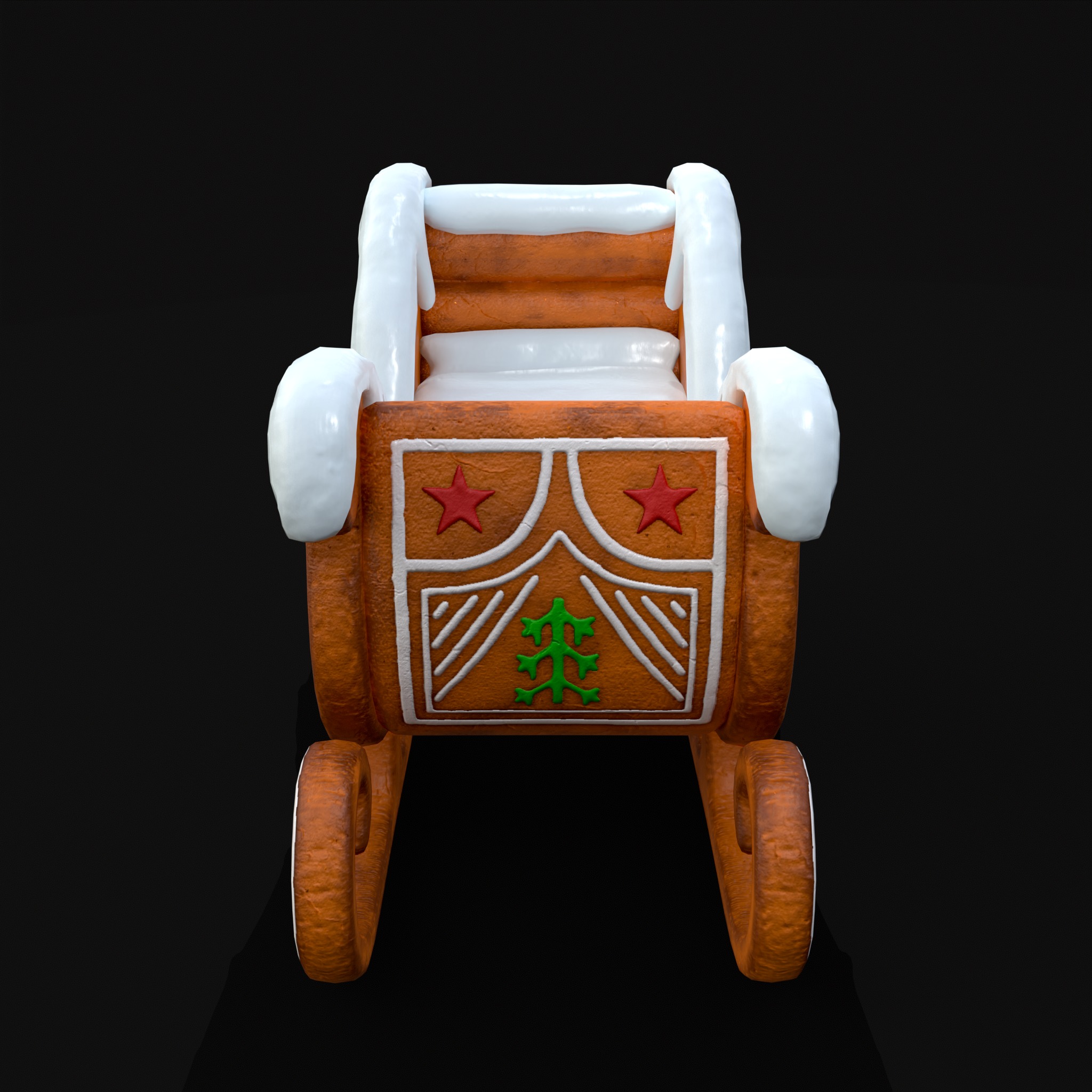 Gingerbread Snowy Sleigh Low-poly 3D model_3