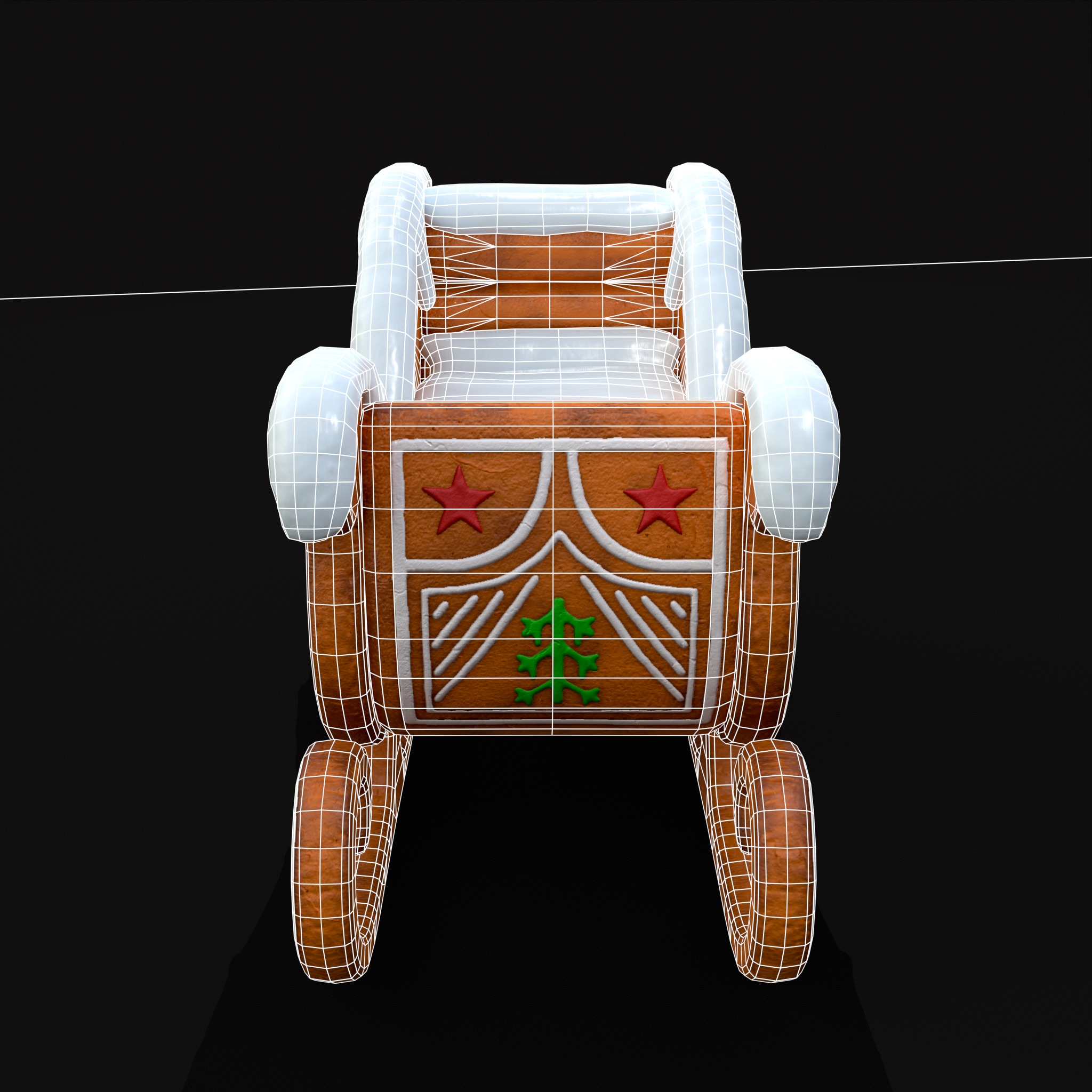 Gingerbread Snowy Sleigh Low-poly 3D model_4