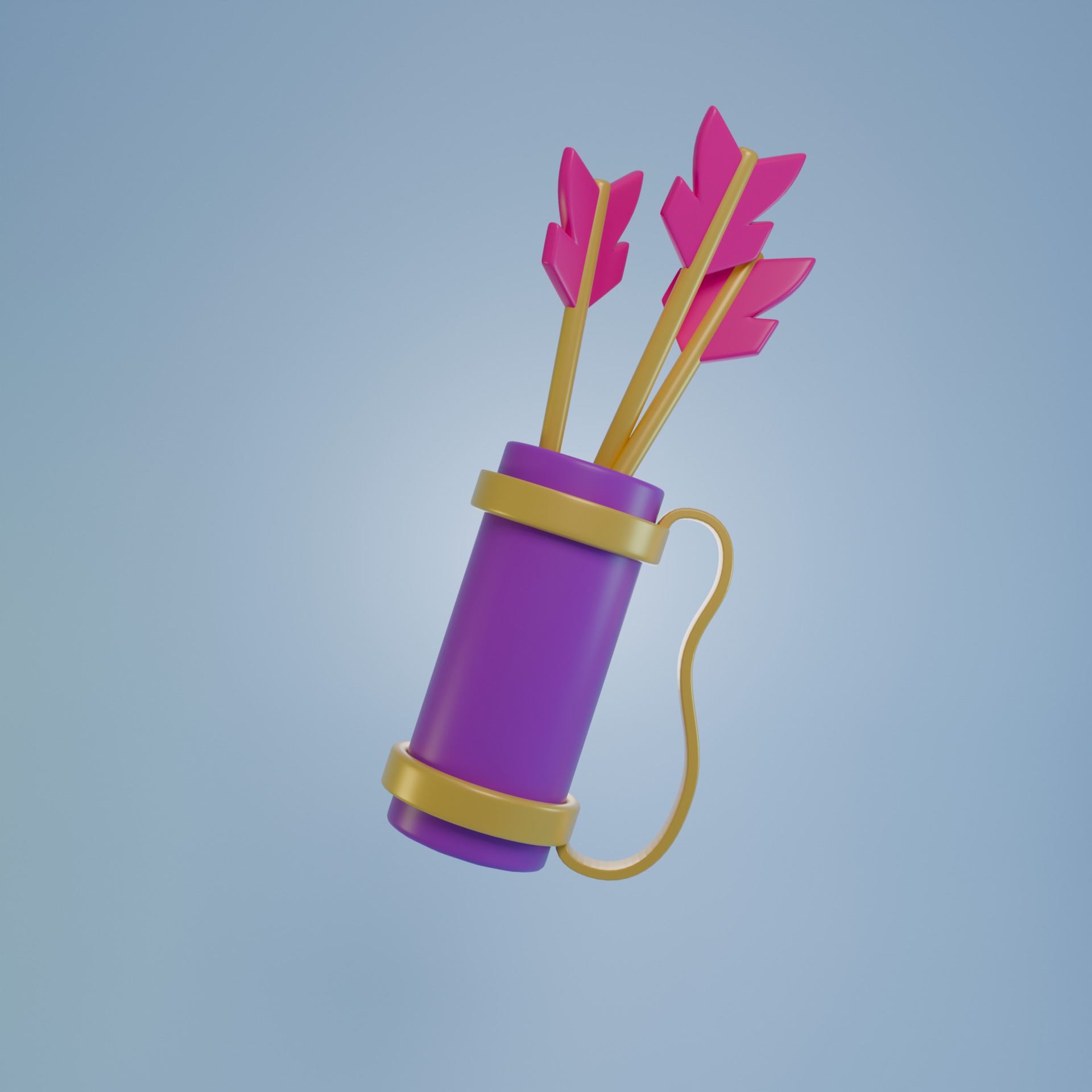 Cupids bow and arrow cartoon 3D model_7