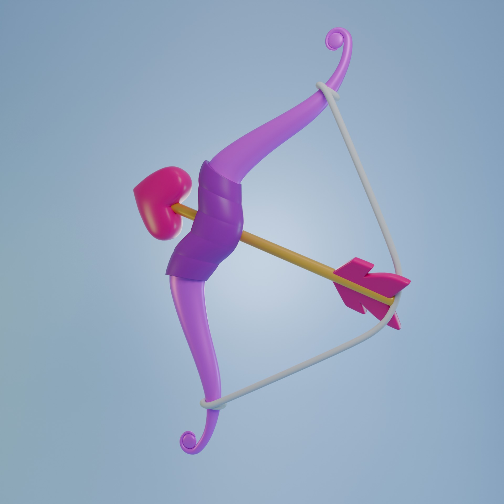 Cupids bow and arrow cartoon 3D model_5