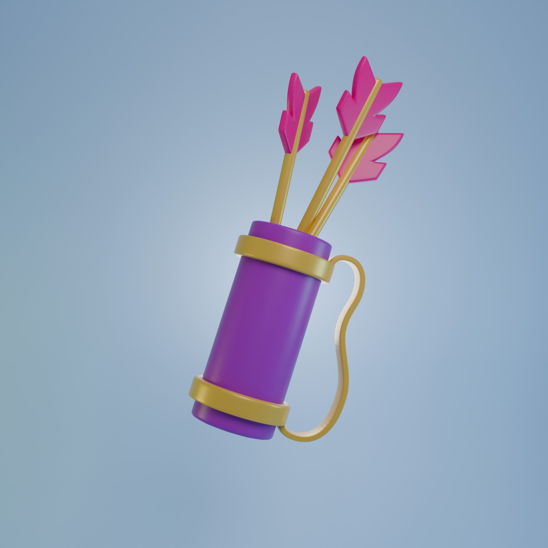 Cupids bow and arrow cartoon 3D model_8