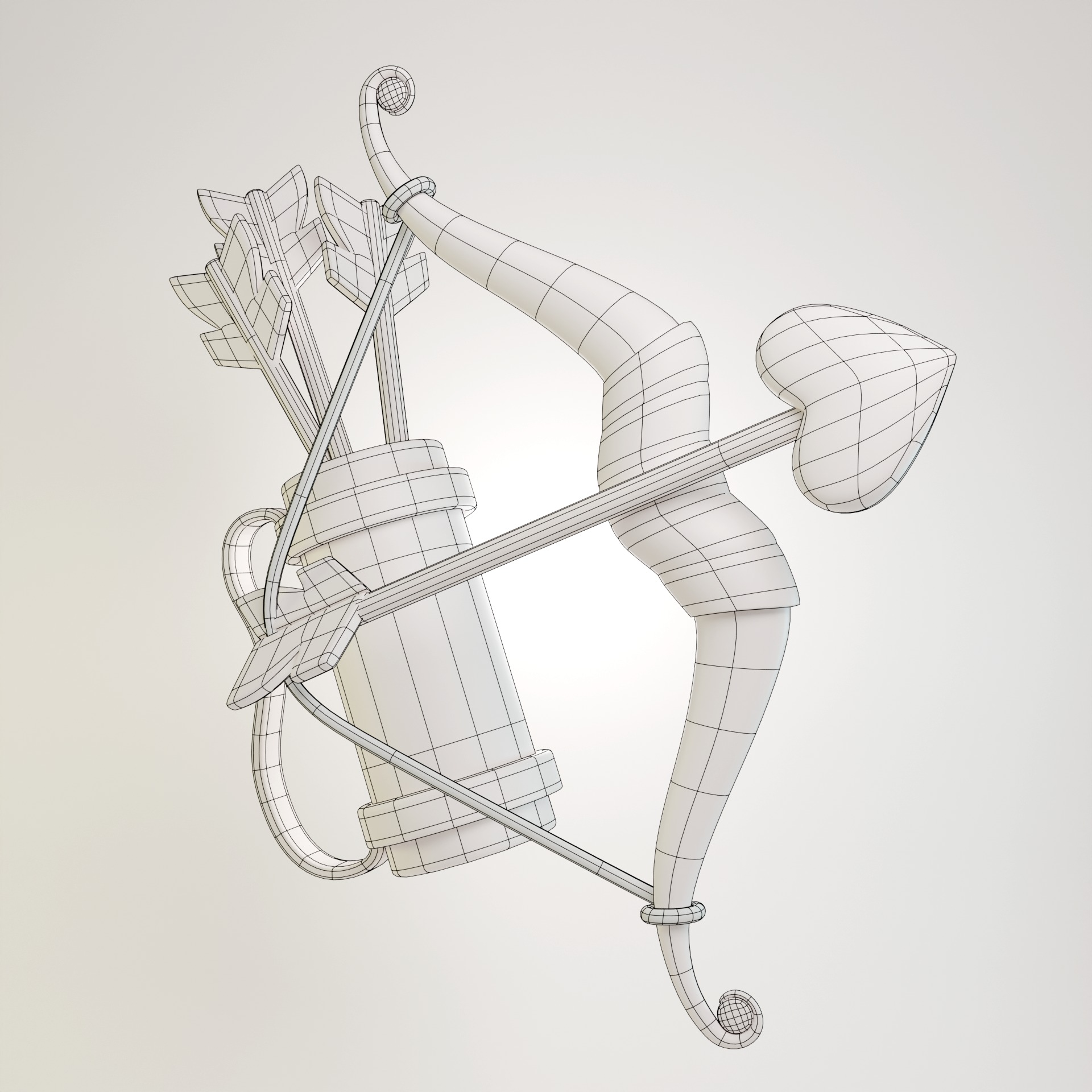 Cupids bow and arrow cartoon 3D model_10