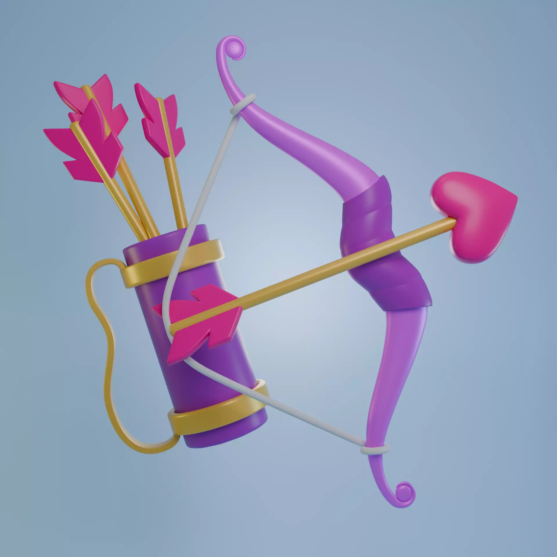 Cupids bow and arrow cartoon 3D model_0