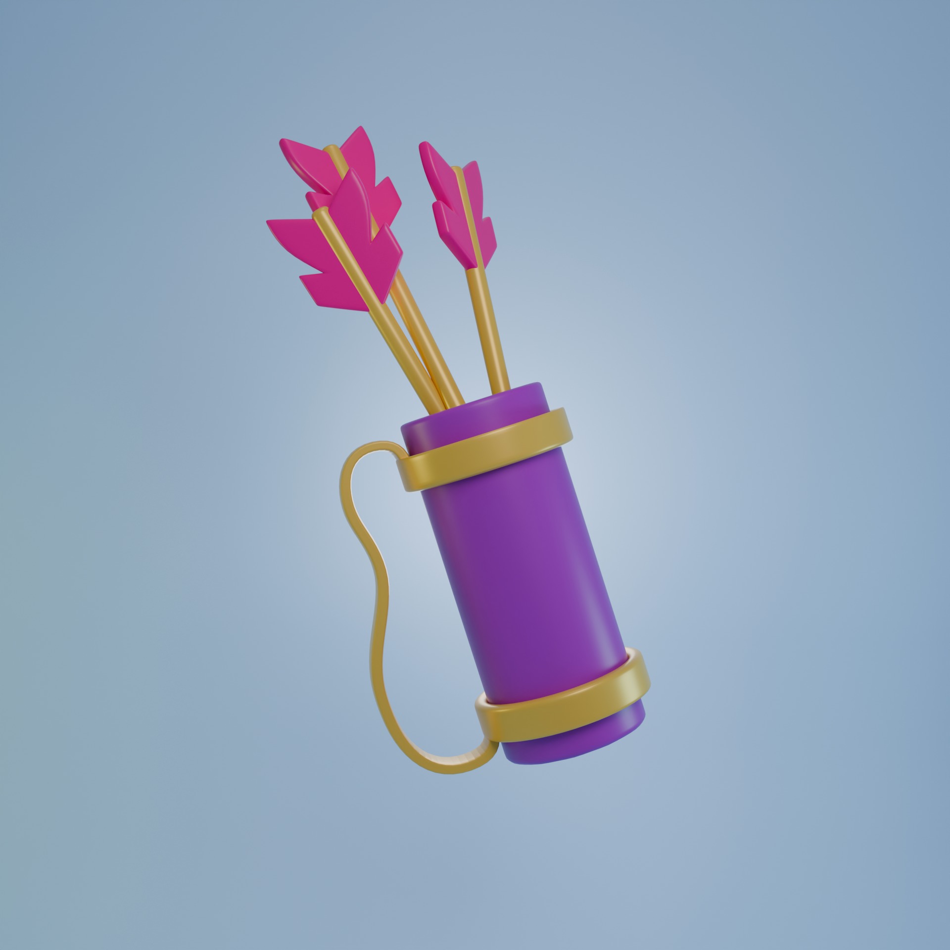 Cupids bow and arrow cartoon 3D model_6