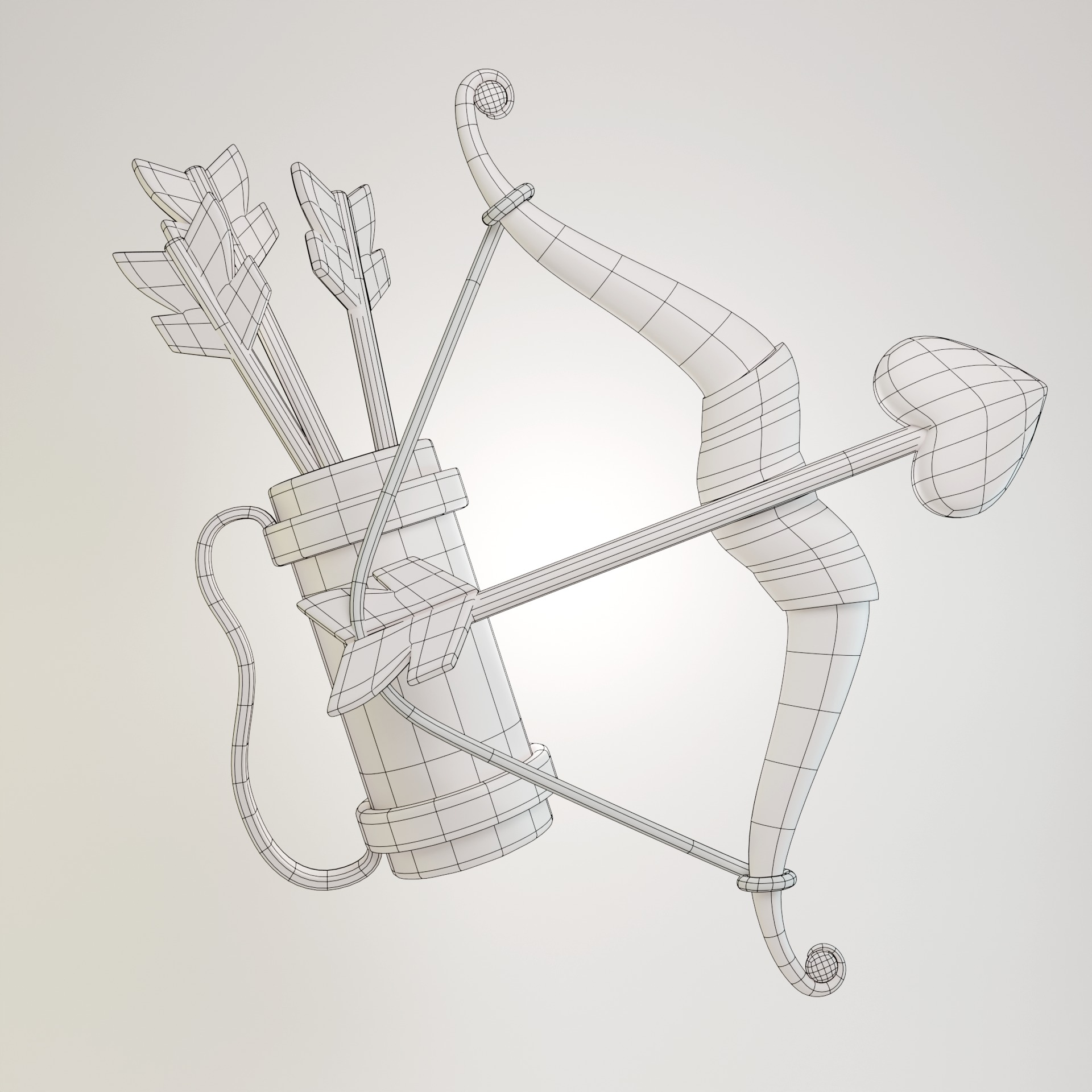 Cupids bow and arrow cartoon 3D model_9