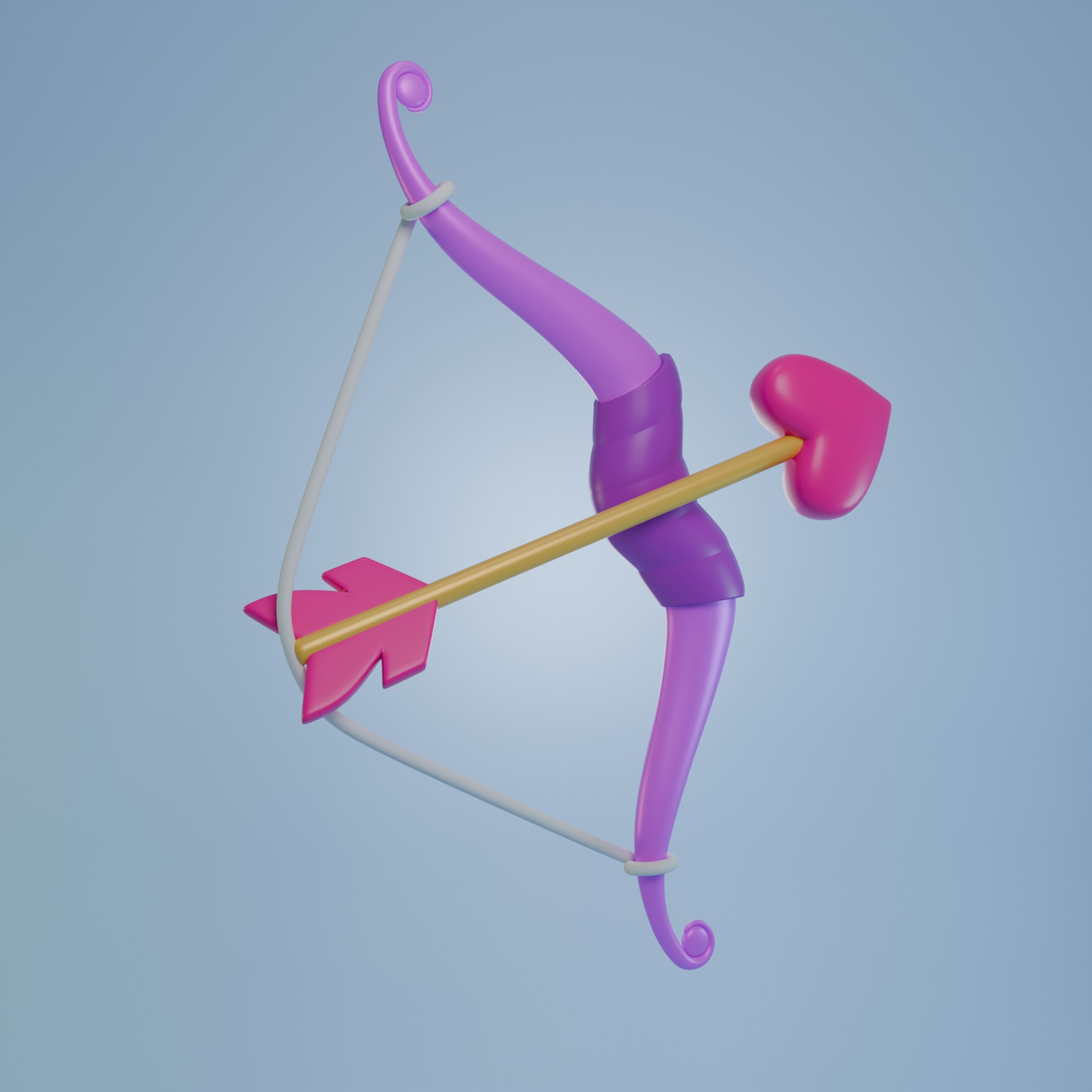 Cupids bow and arrow cartoon 3D model_3