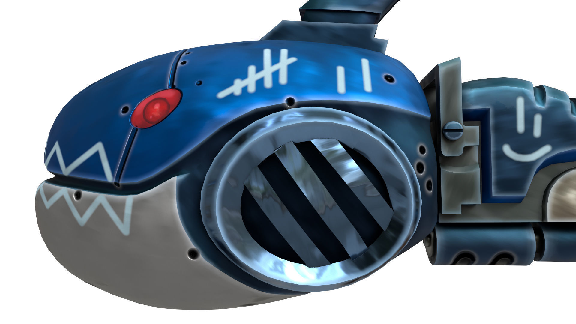 Stylized shark gun Low-poly 3D model_4