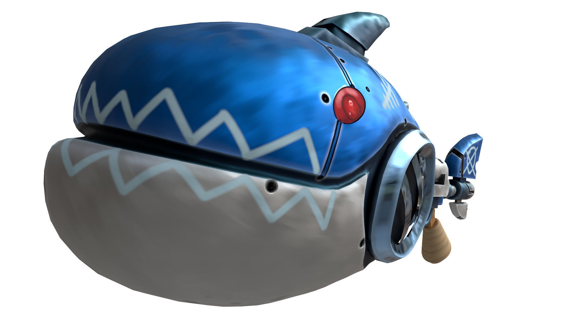 Stylized shark gun Low-poly 3D model_2