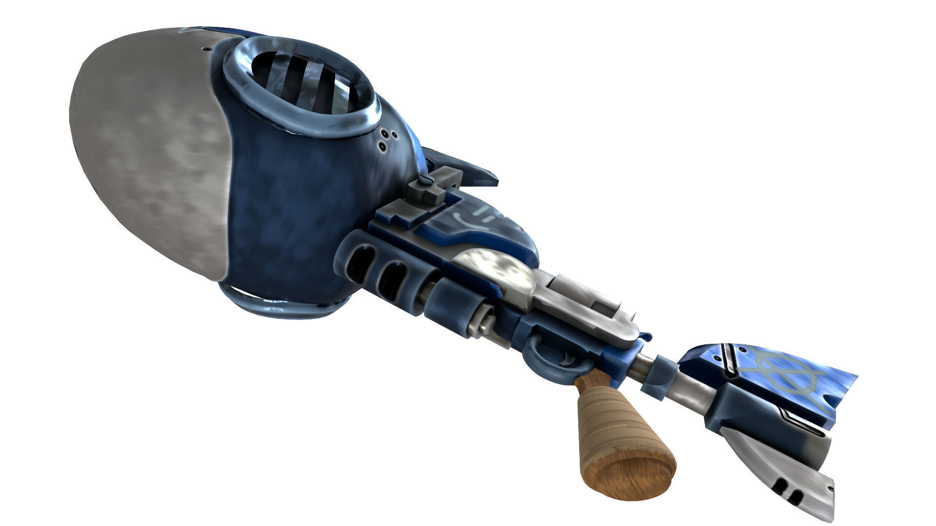 Stylized shark gun Low-poly 3D model_5