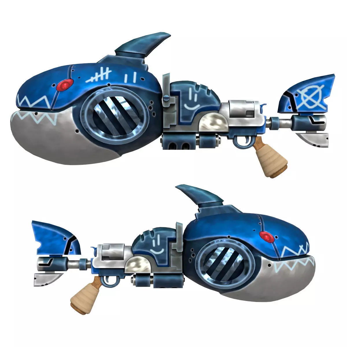 Stylized shark gun Low-poly 3D model_0