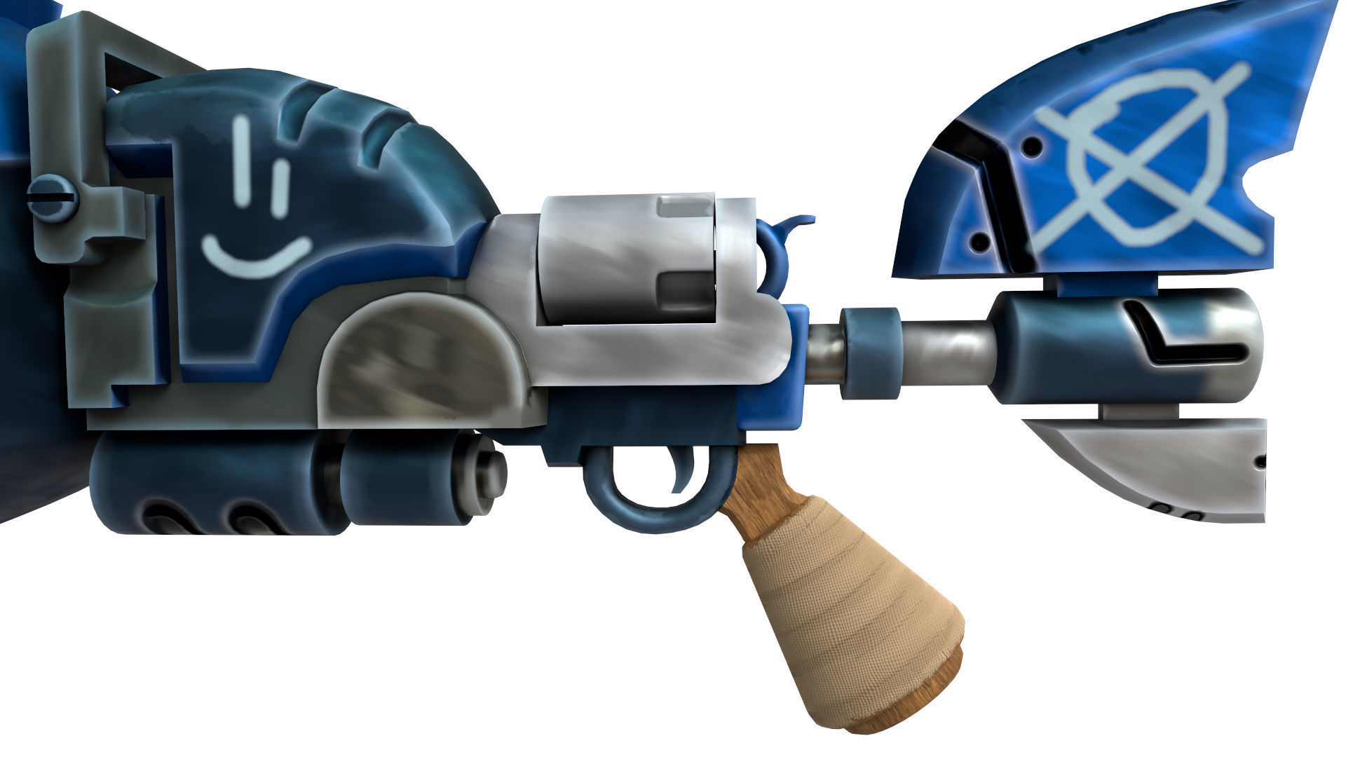 Stylized shark gun Low-poly 3D model_3