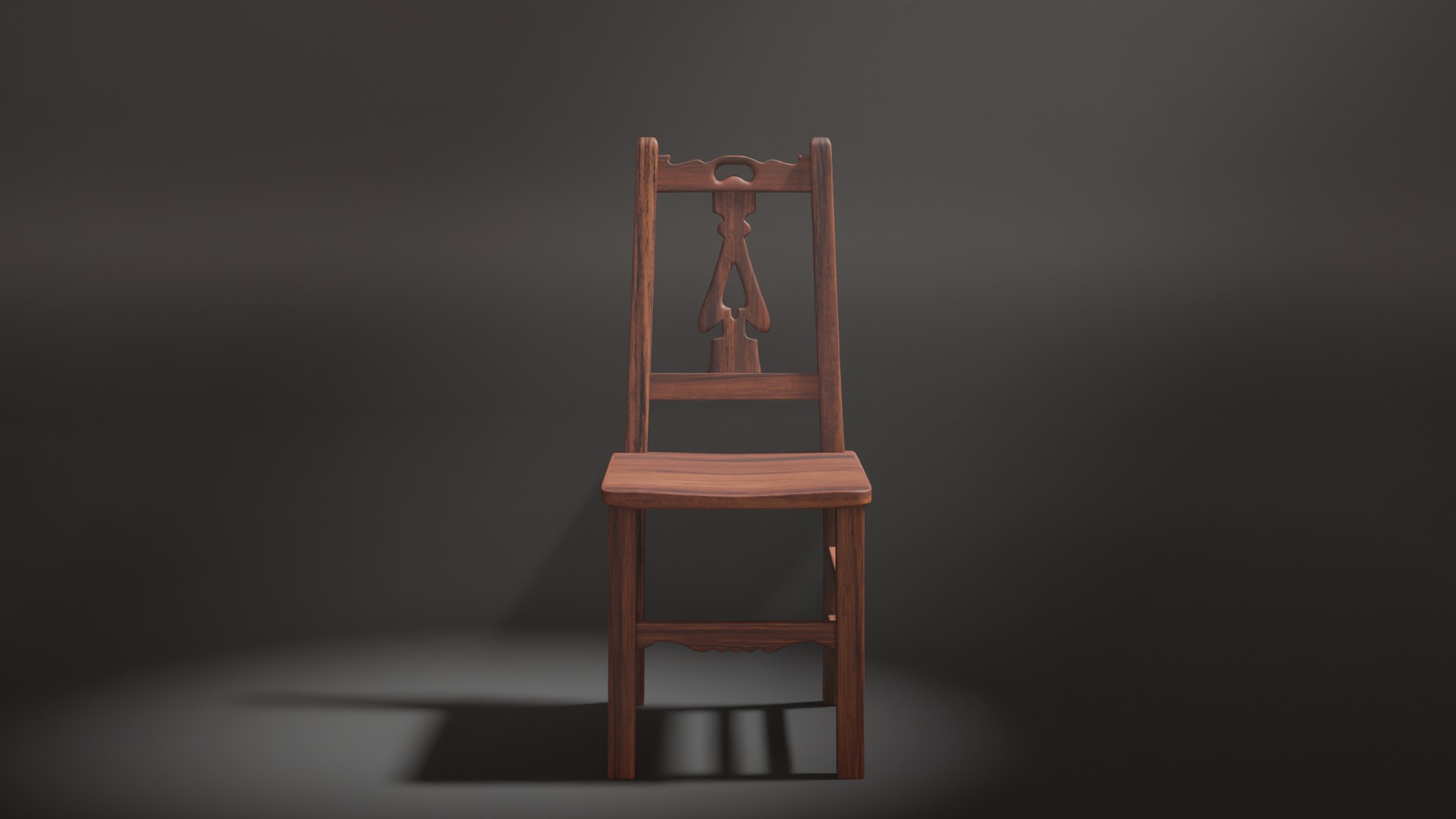 Wooden Chair Low-poly 3D model_3