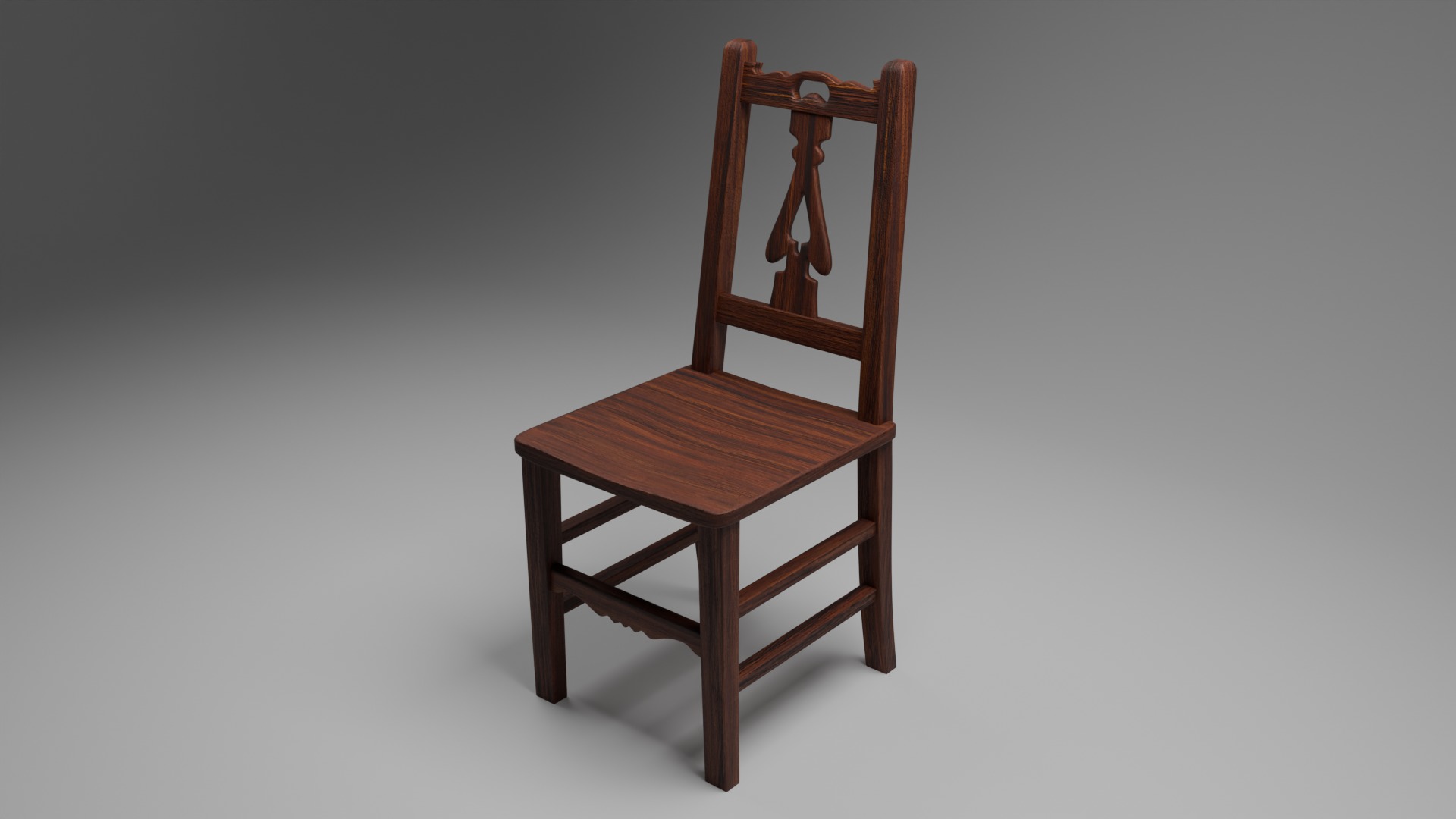 Wooden Chair Low-poly 3D model_2