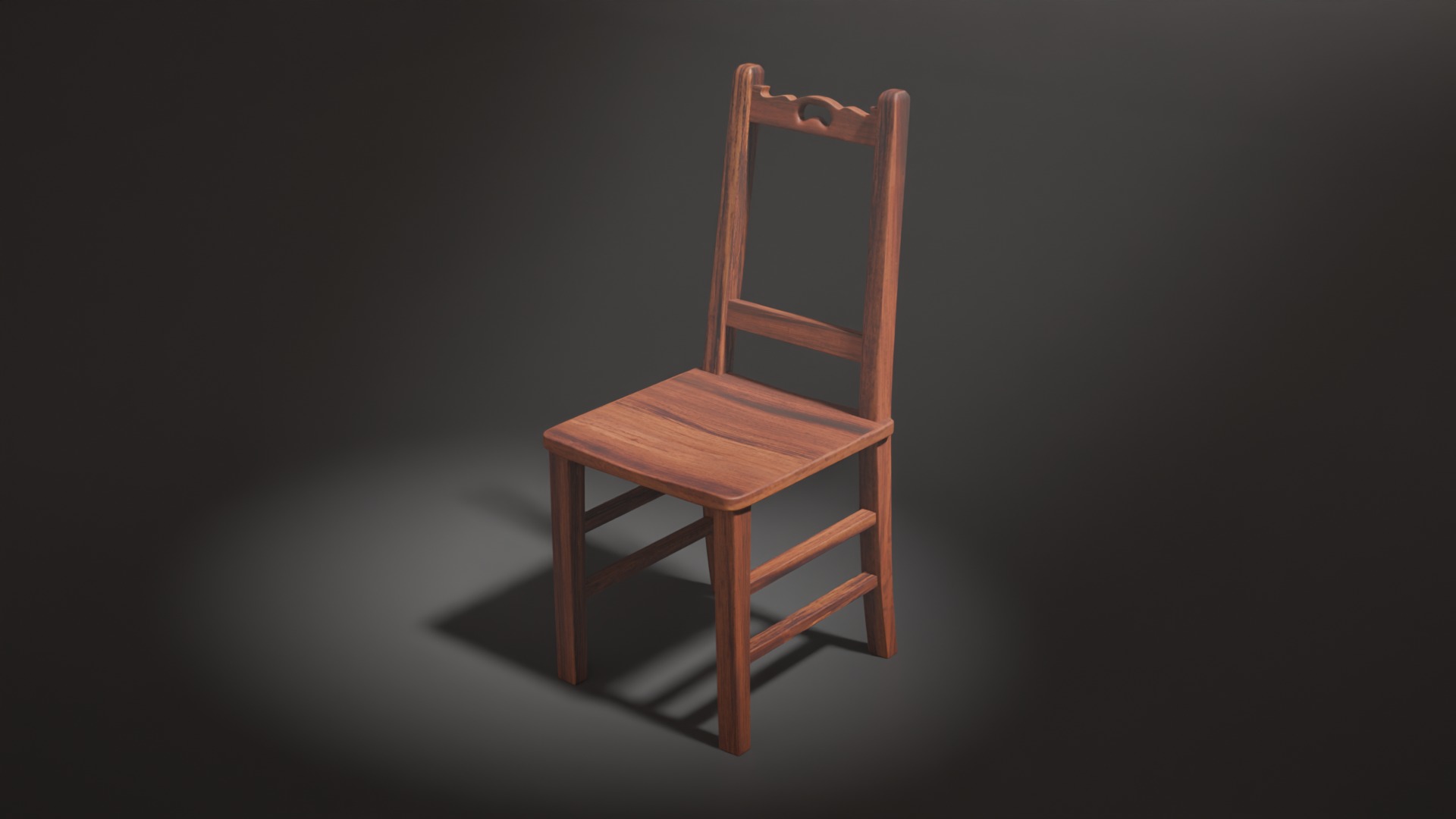 Wooden Chair Low-poly 3D model_6