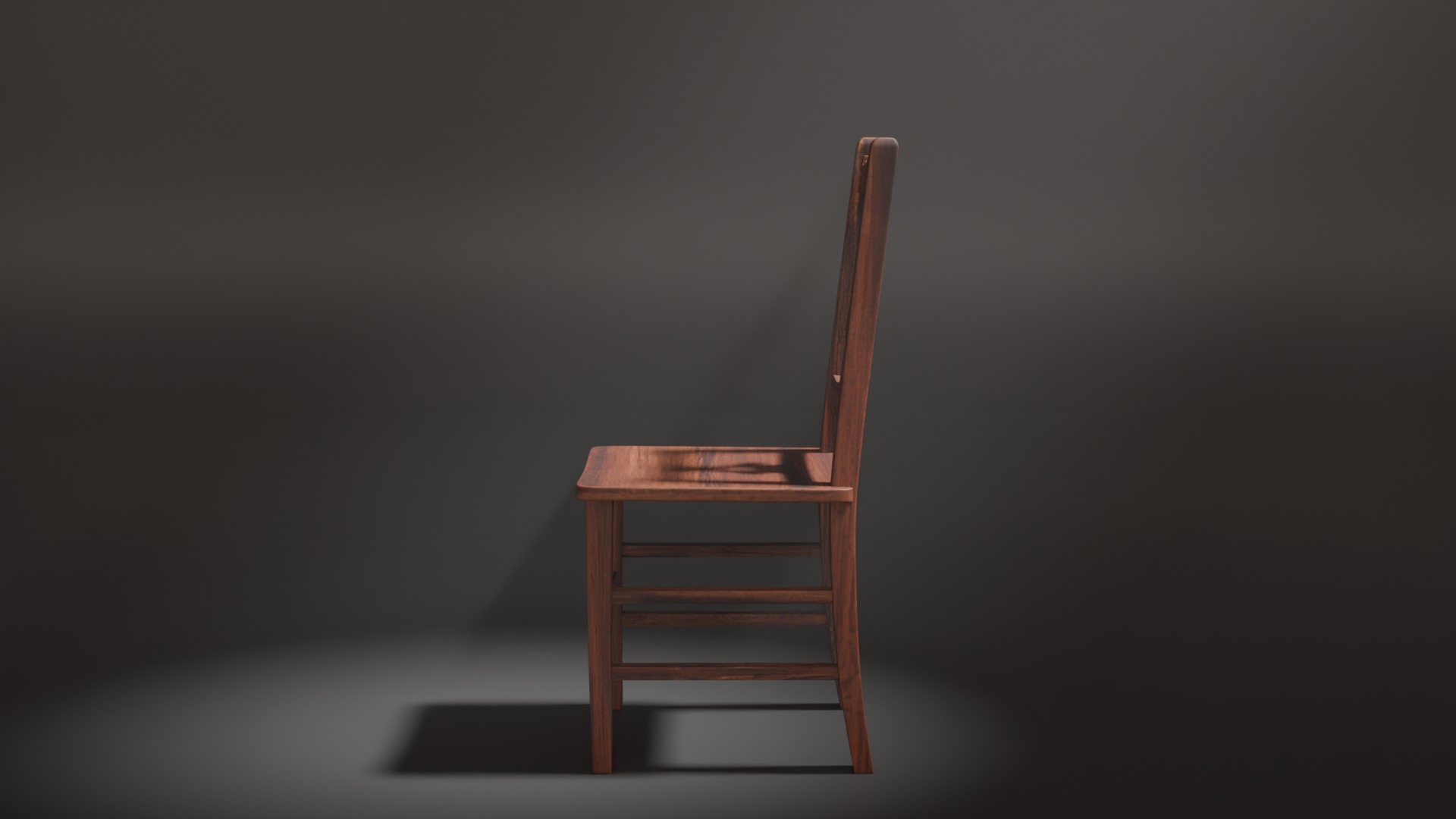 Wooden Chair Low-poly 3D model_4