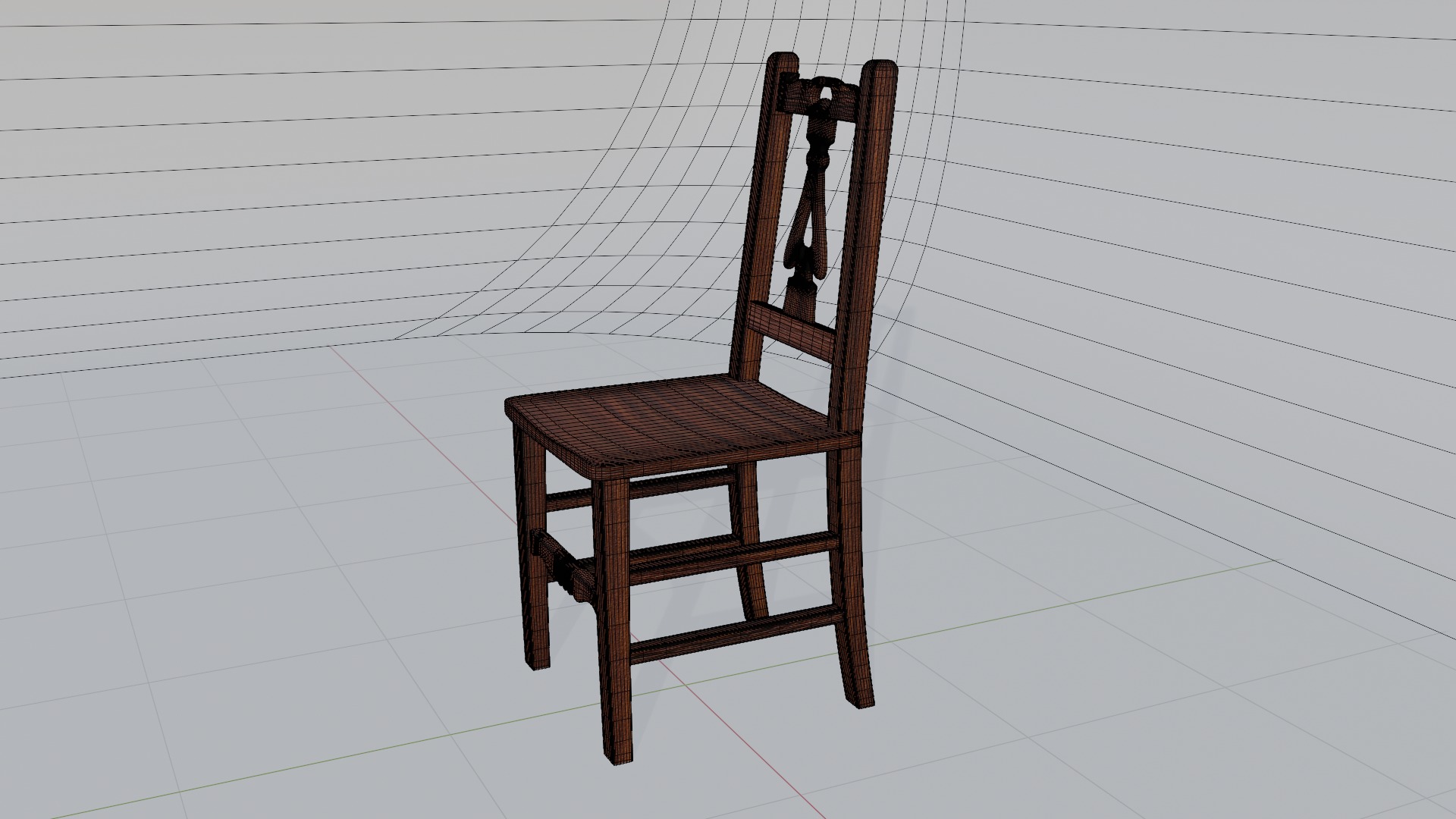 Wooden Chair Low-poly 3D model_11
