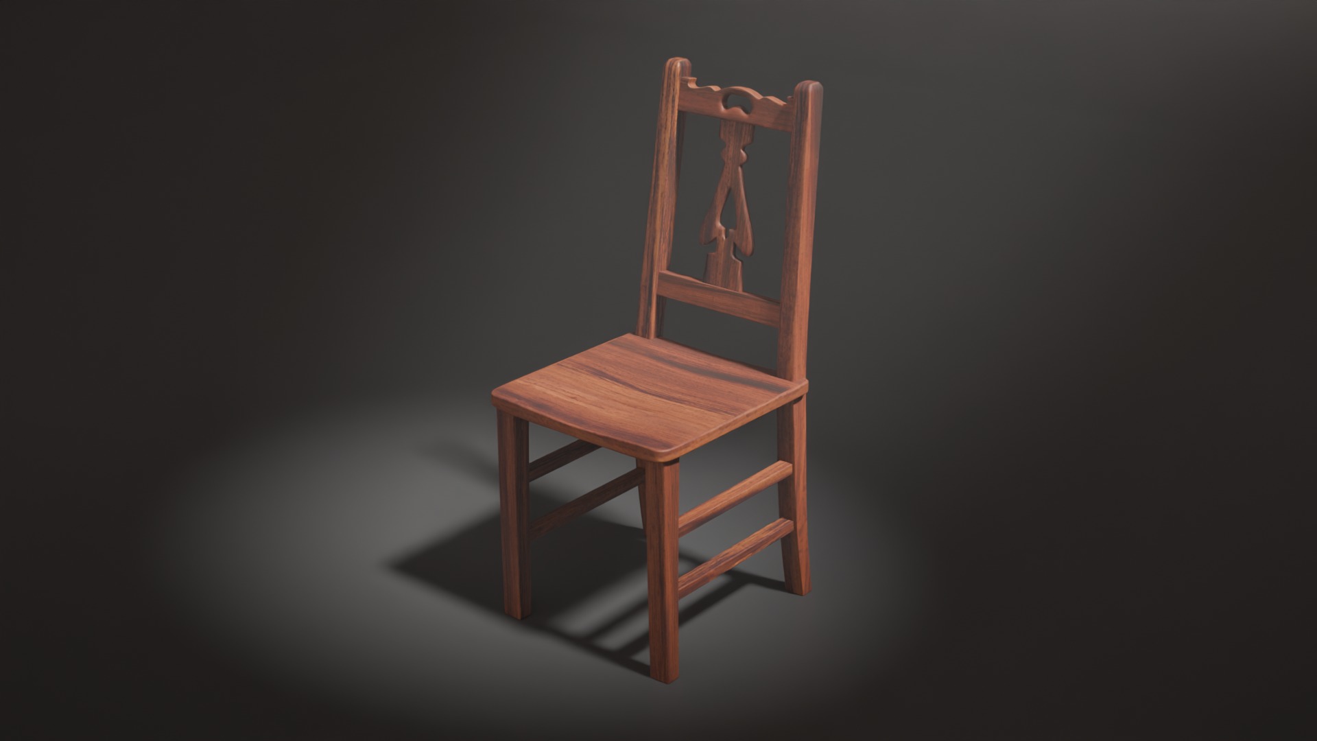 Wooden Chair Low-poly 3D model_5