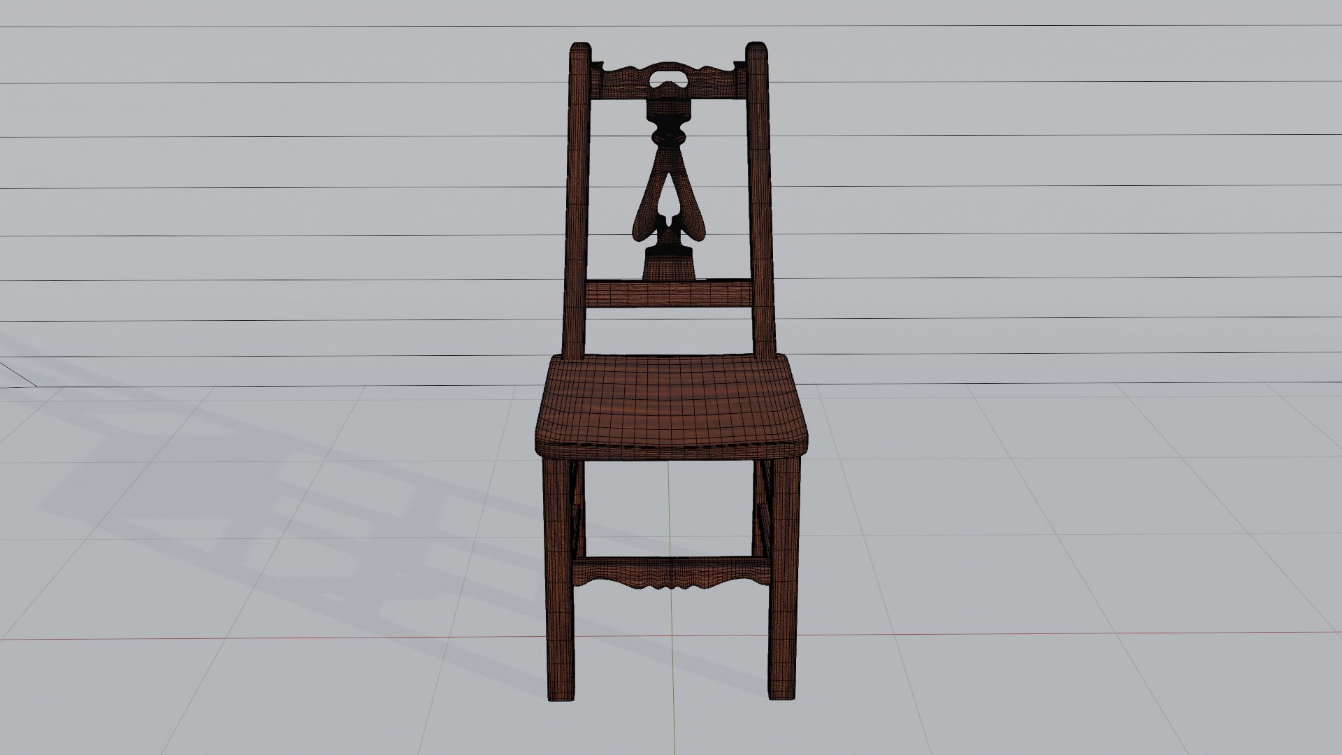 Wooden Chair Low-poly 3D model_9
