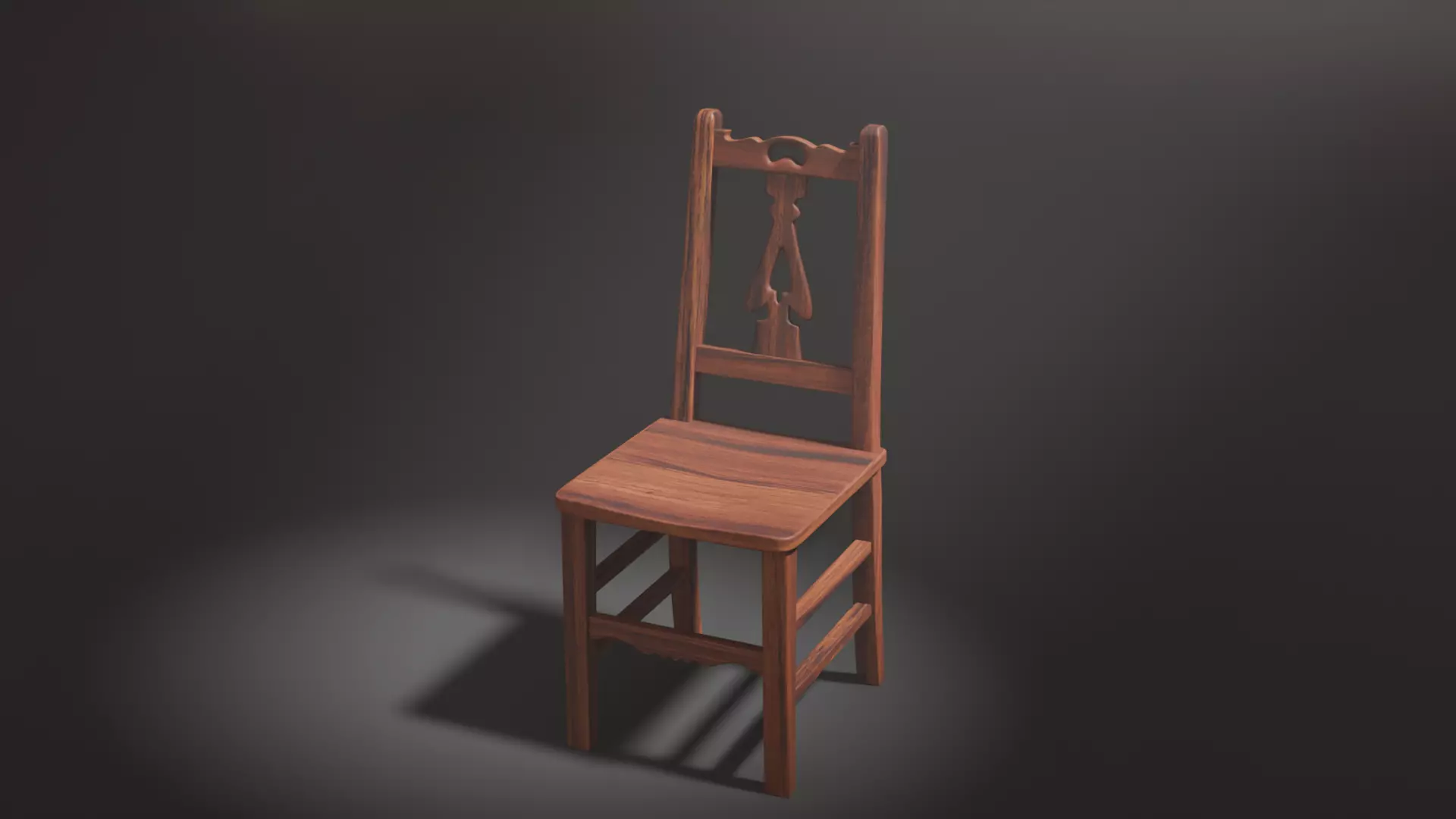 Wooden Chair Low-poly 3D model_0
