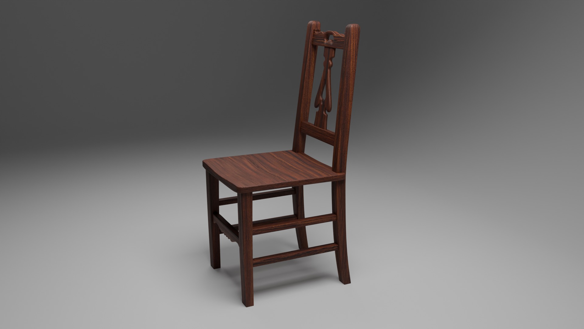Wooden Chair Low-poly 3D model_10
