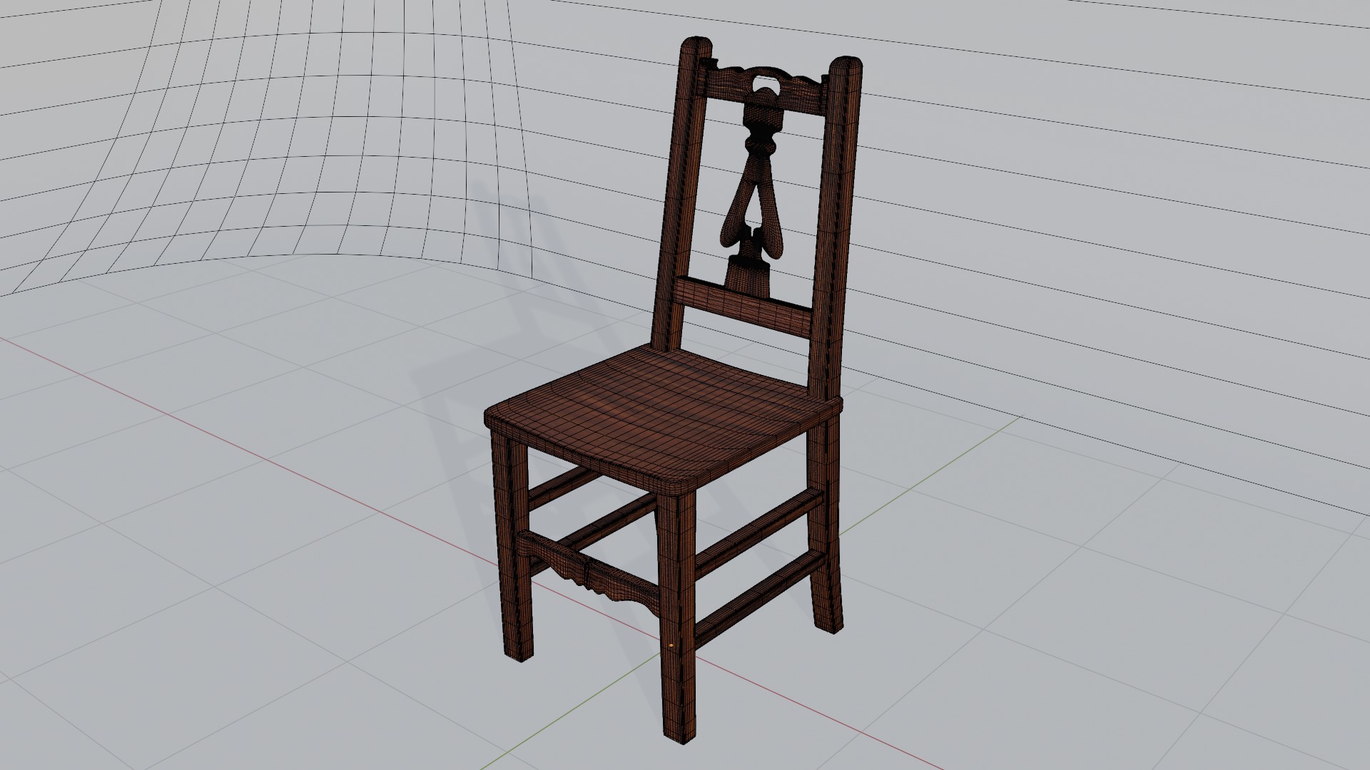 Wooden Chair Low-poly 3D model_7