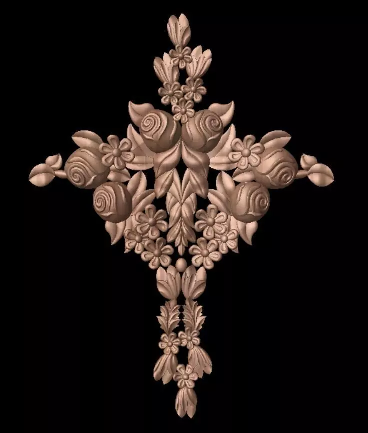 Exquisite 3D Floral Relief with Ornamental Motifs 3D print model_0