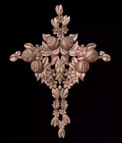 Exquisite 3D Floral Relief with Ornamental Motifs