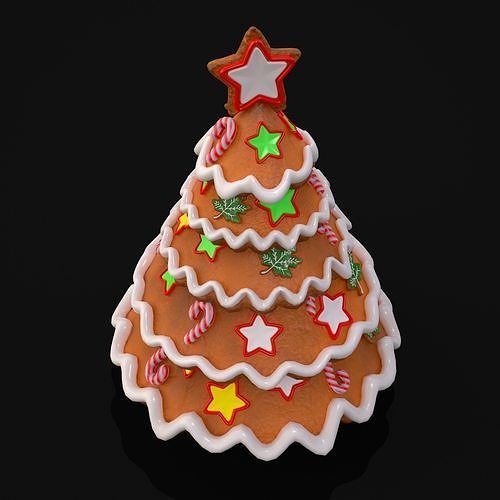 Gingerbread Christmas Tree Low-poly 3D model 5