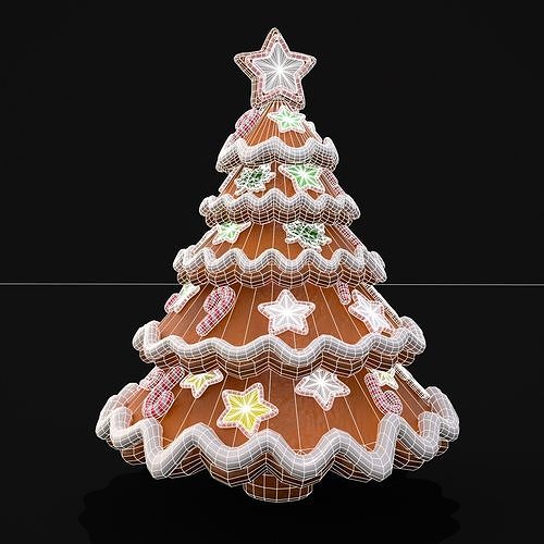 Gingerbread Christmas Tree Low-poly 3D model 2
