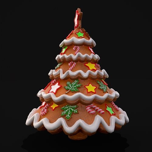 Gingerbread Christmas Tree Low-poly 3D model 3