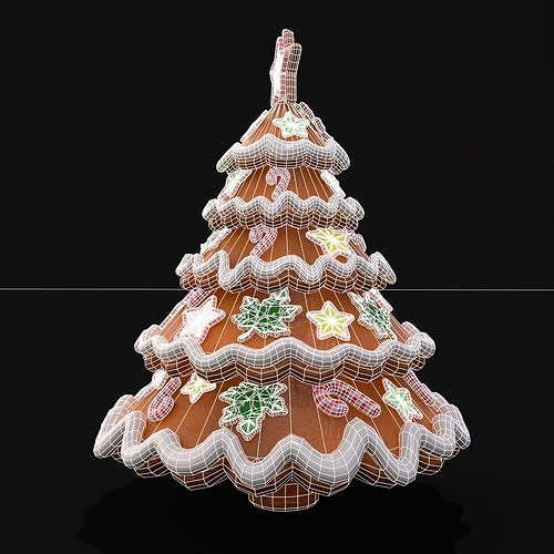 Gingerbread Christmas Tree Low-poly 3D model 4